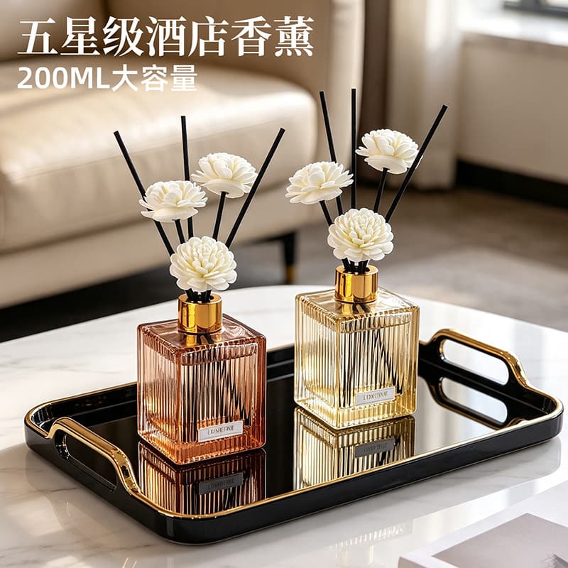 Five-Star Hotel Fragrance Square Bottle 200ML Reed Diffuser for Home Living Room Bedroom, Large Capacity Aroma Diffuser