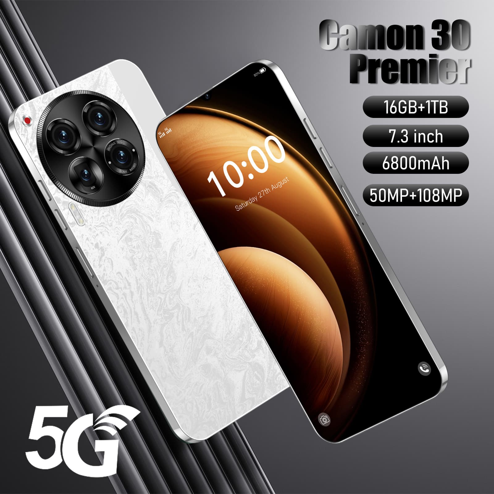 New Cross-Border Phone Camon30 Android Phone 16+1TB Smart 7.3-inch Large Screen Phone TK Dropshipping Available