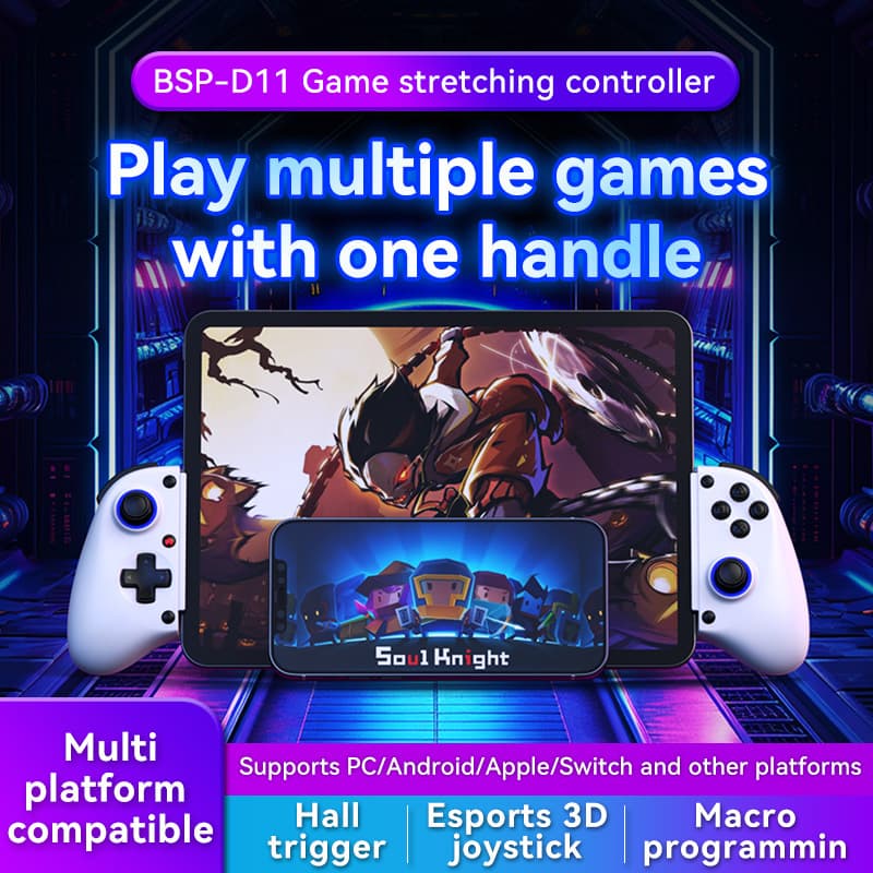 D11 Stretch Game Controller Wireless Bluetooth Hall Trigger Macro Back Buttons Streaming Tablet Phone Android iOS Controller
