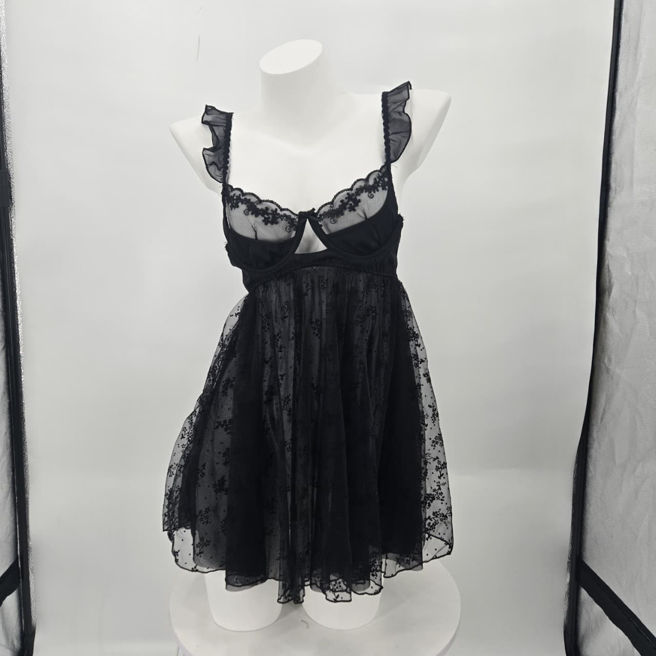 Summer Mesh Velvet Strap Sleep Dress Sheer Pure Desire Homewear Underwire Push-up Strap Sexy Plus Size