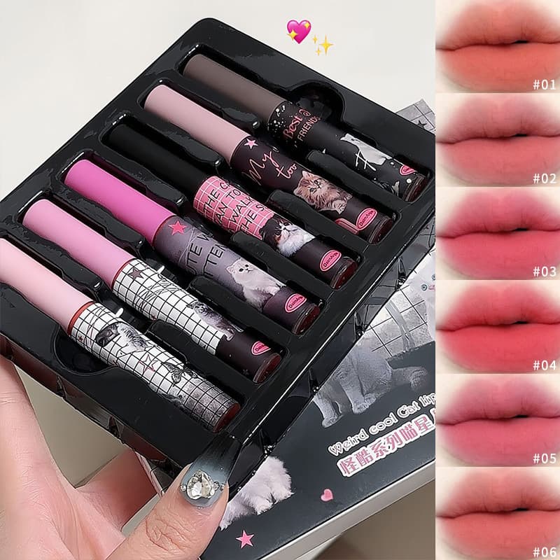 Daimanpu Cat Fun Matte Lip Gloss Set Shantou Cosmetics Matte Lip Gloss Summer Lip Gloss Student Affordable