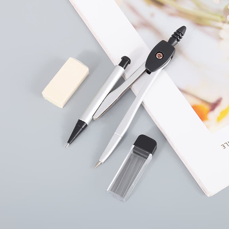 7-Piece JY-6006 Ruler and Compass Set Drawing Tool Compass Kit Learning Supplies Metal Compass in Box
