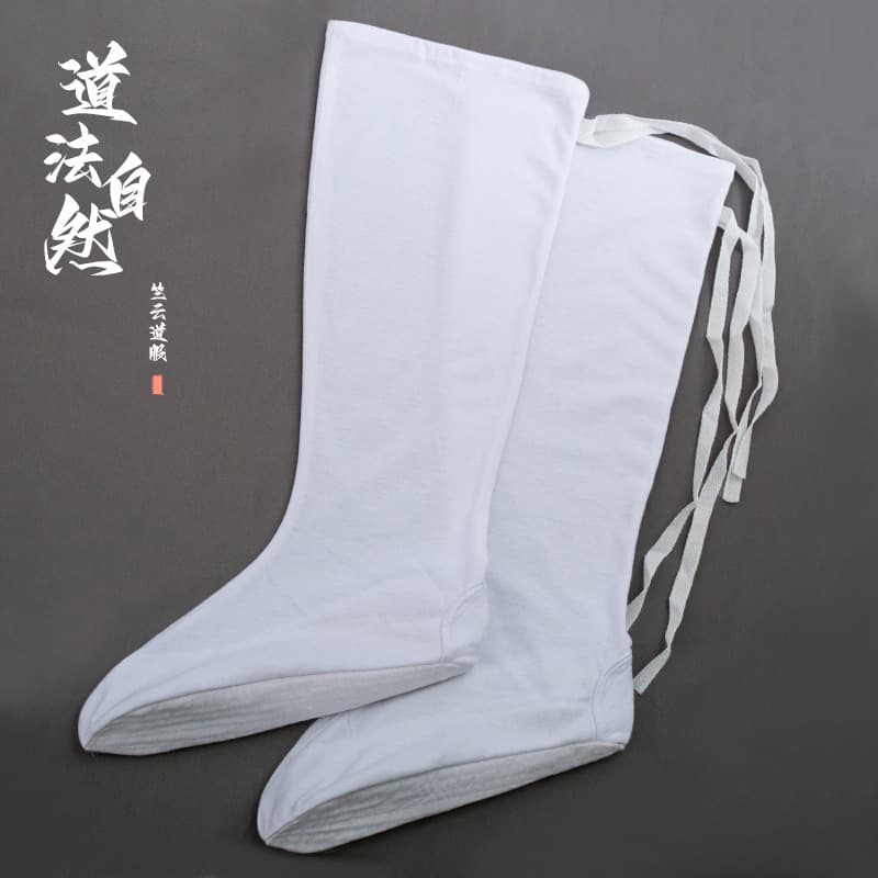 Taoist-style ancient costume long cotton socks, white Hanfu four-season Taoist ancient Wudan leg wraps