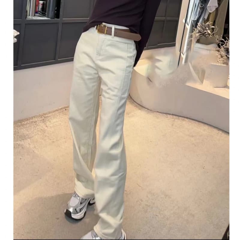 Summer style off-white jeans, trendy and slimming, versatile straight-leg pants, high-waist casual women's sickle pants