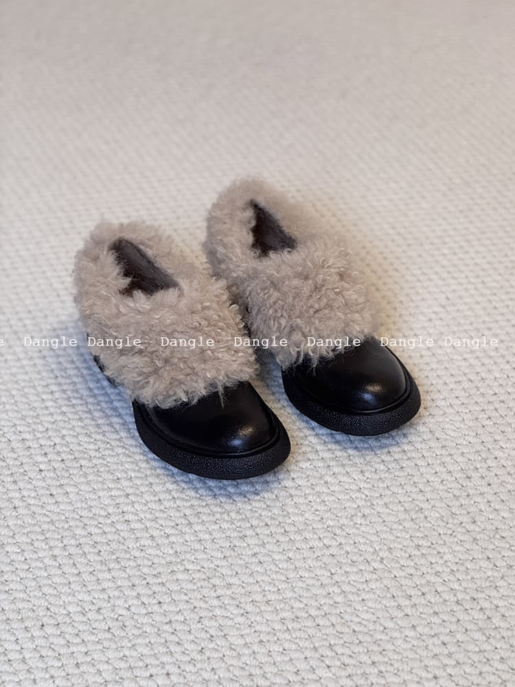 Dangle Suede Fur Shoes Women's Chunky Heel 5cm Black Flats Women's Birkenstock Fur-lined Loafer