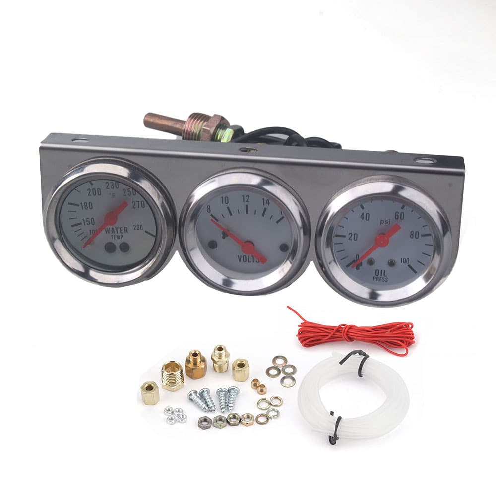 Tax-included car modified triple gauge 12V 2-inch 52mm mechanical shell triple combination water temperature oil pressure