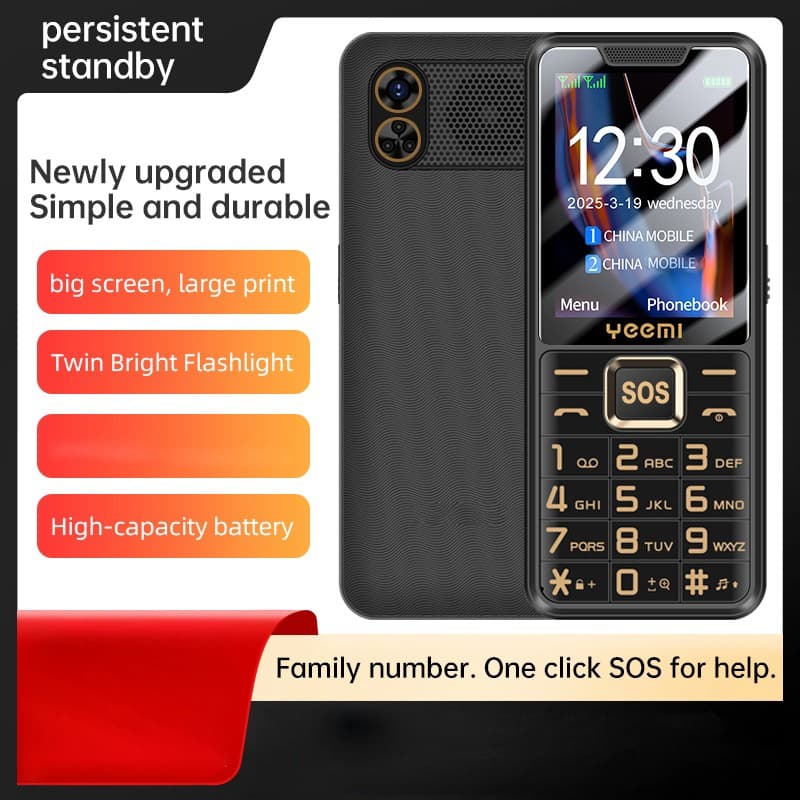 Cross-border YEEMI K3 dual-SIM dual-standby 2.4-inch screen elderly phone super long standby straight button mobile phone backup
