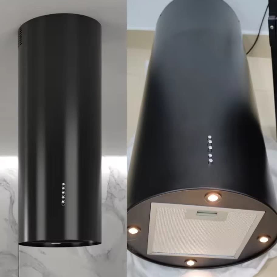 Black Round Island Cooker Hood Extractor Fan