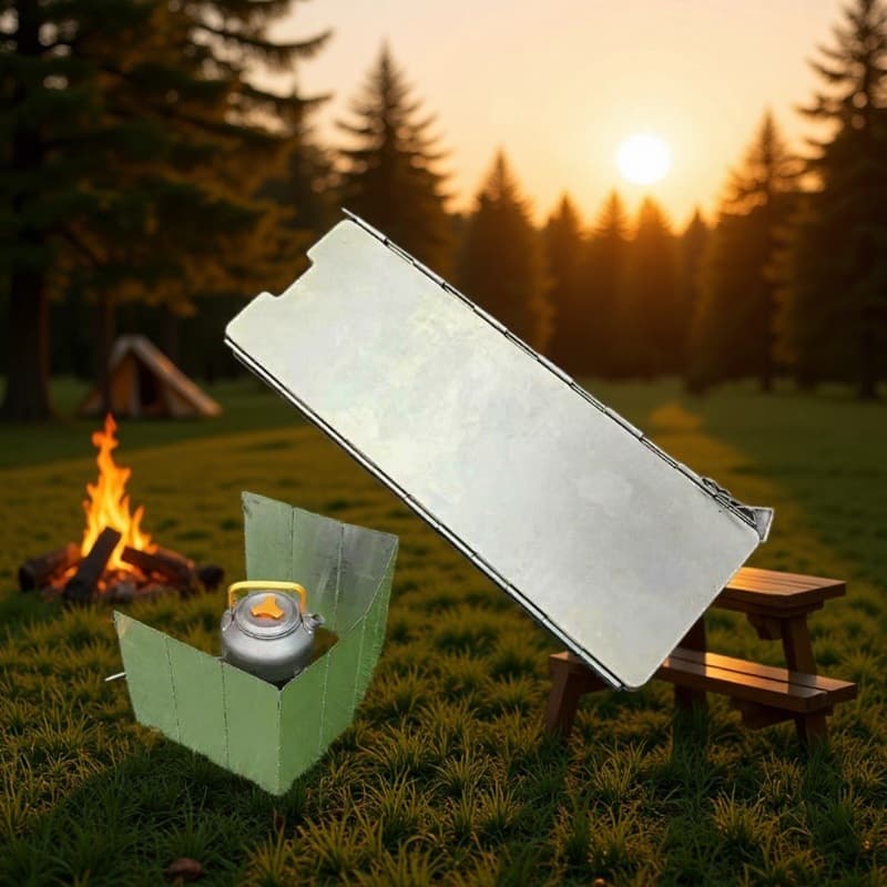 Foldable Aluminum Wind Guard for Outdoor Stove, Camping Windbreak for Gas Cartridge Heater