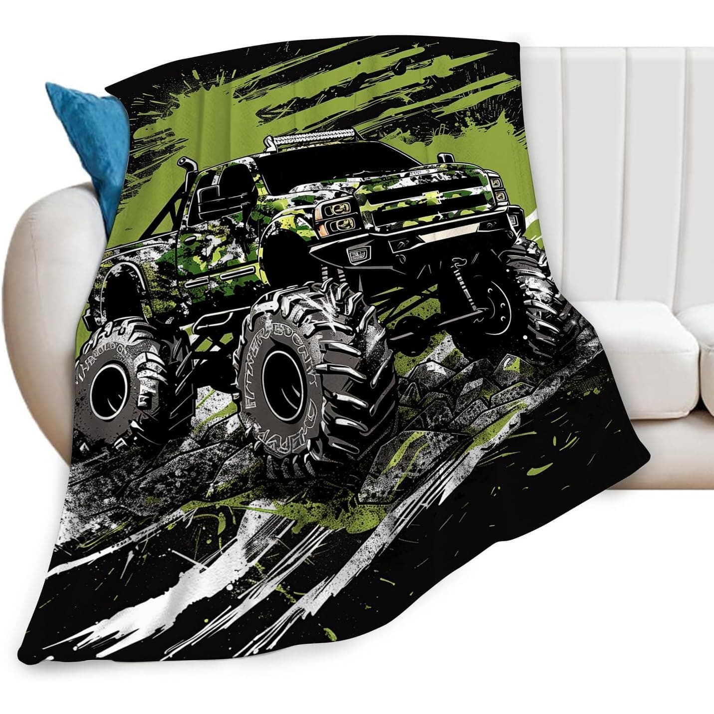 Camouflage Truck Blanket Plush Cool Car Throw Blanket for Girls Boys Women Men Kids Flannel Fleece