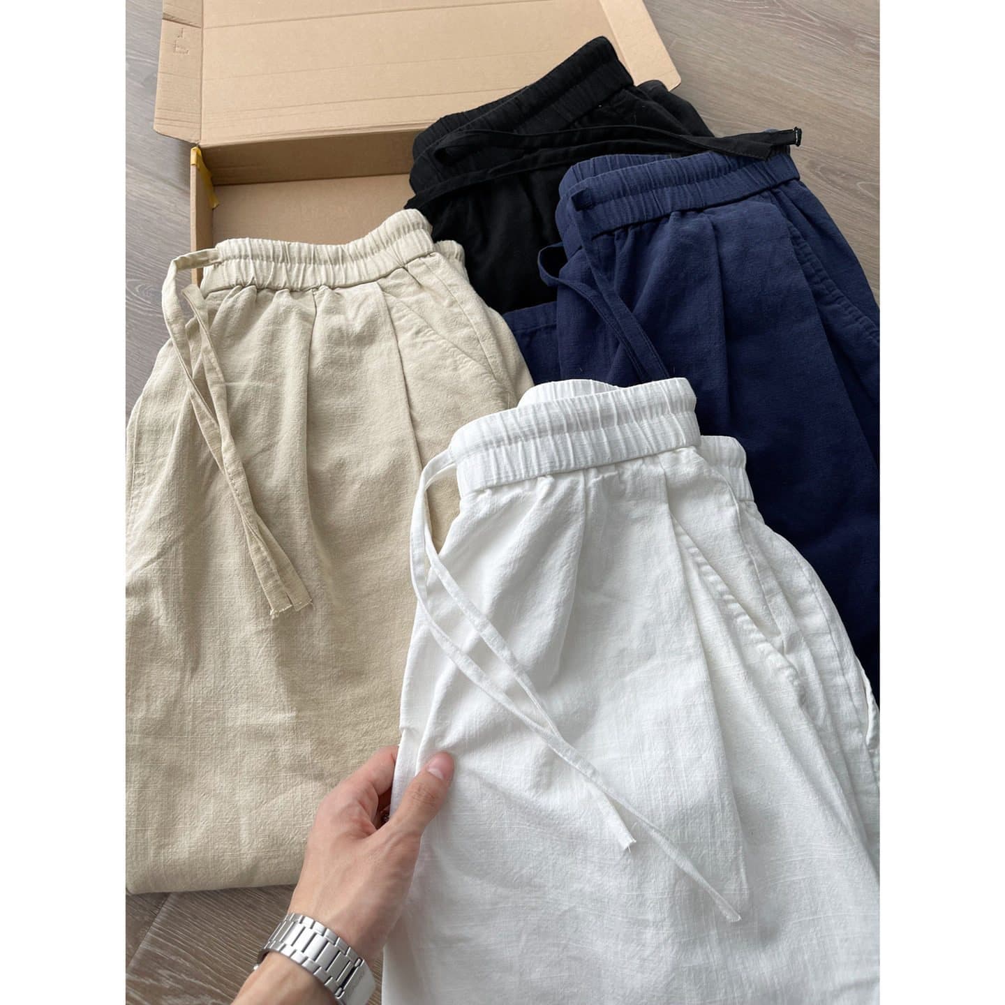Scimitar pants white men's casual pants cotton and linen trousers Yamamoto pants summer old money style linen pants foreign trade wholesale