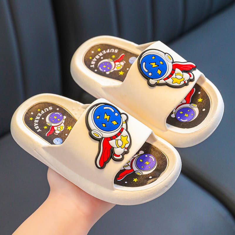 Children's Indoor Bath Slippers Astronaut Design PVC Material Boys Girls Summer Slippers Home Wear Comfortable Footwear
