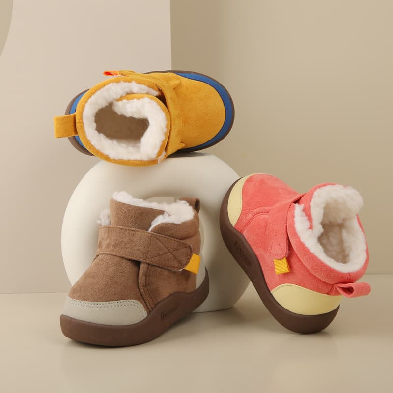Winter Baby Snow Boots 1-2-3 to 4 Years Old Infant Soft Sole Walking Shoes Fleece-Lined Thickened Anti-Slip Bulk Cotton Shoes