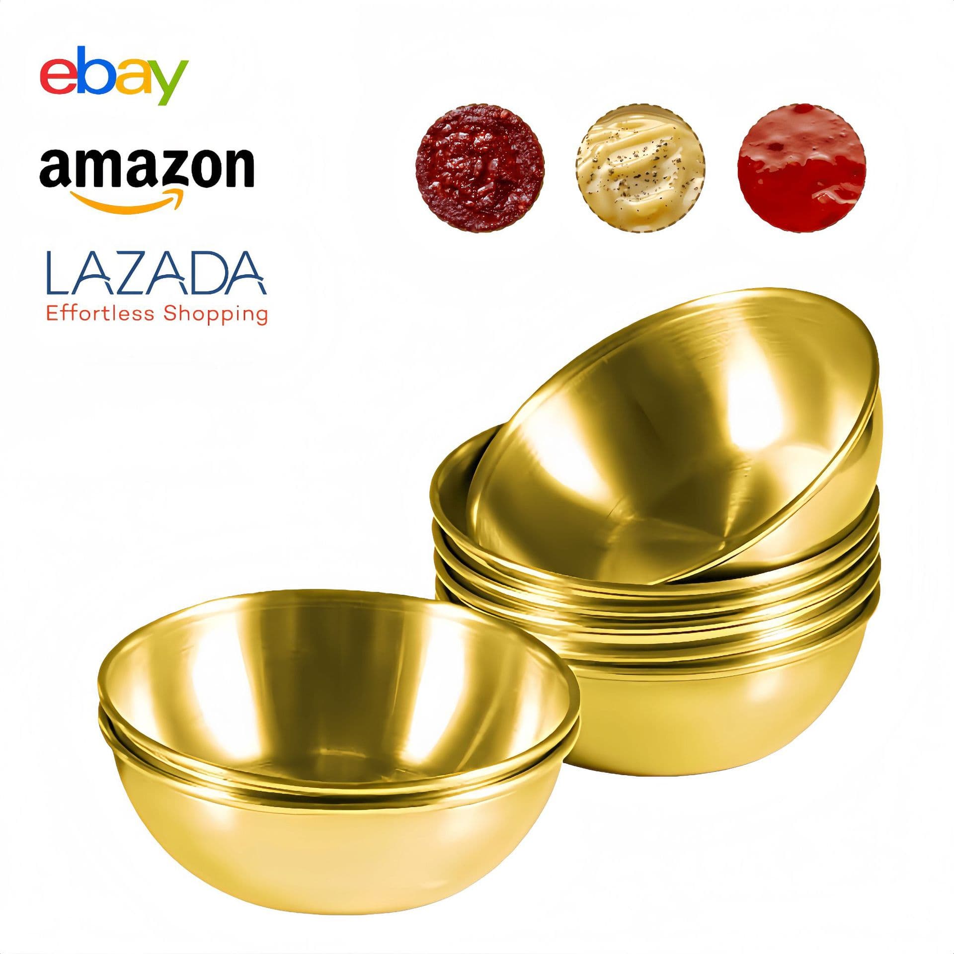 Stainless steel golden dipping dish, flavor dish, sauce dish, seasoning dish, seasoning dish, household soy sauce small dish set