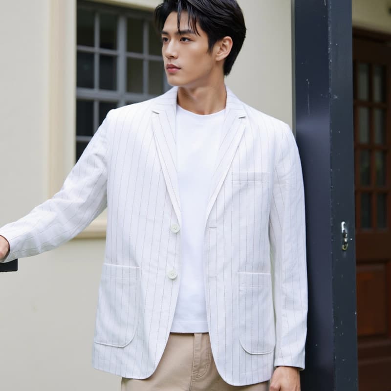 Cross-Border EU/US 2025 Spring/Summer Linen Suit Jacket for Men Cotton-Linen Thin Blazer Business Casual Single-Breasted Linen Coat