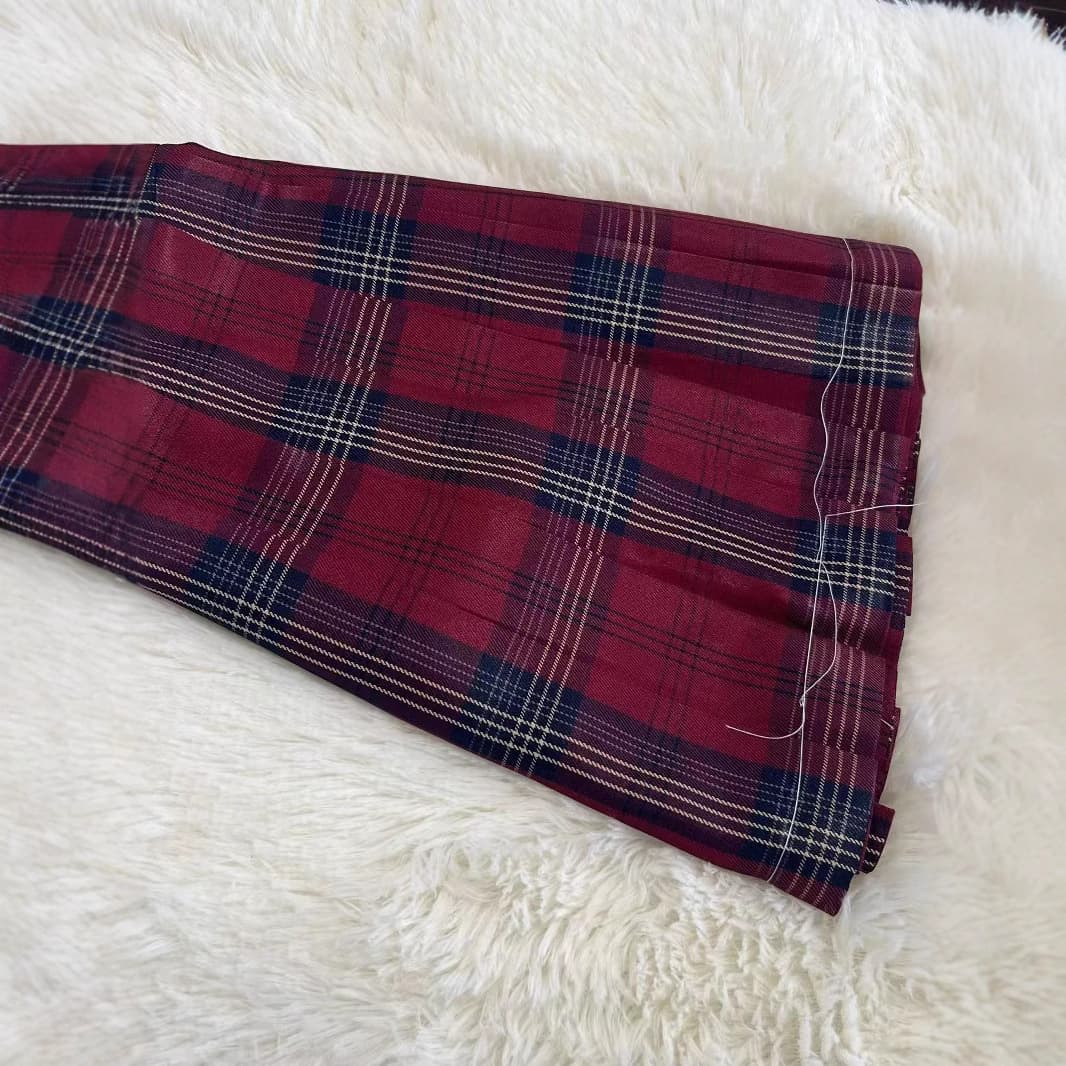 【Xuan】Original JK Uniform Plaid Skirt High-Waist Half Skirt for Women Waist-Tightening School-Style Christmas Red Plaid Skirt Spring/Summer New Arrival
