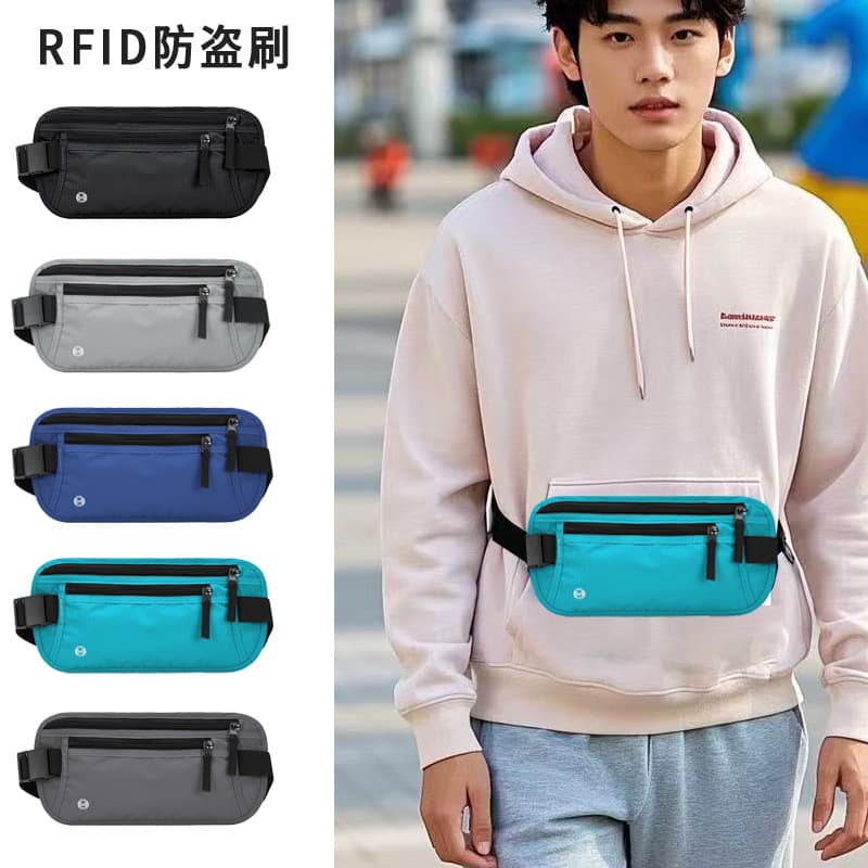 Anti-theft Travel Passport Document Waist Bag Close-fit Invisible Walking Waterproof Phone Document Cross-body Storage Pouch Wholesale