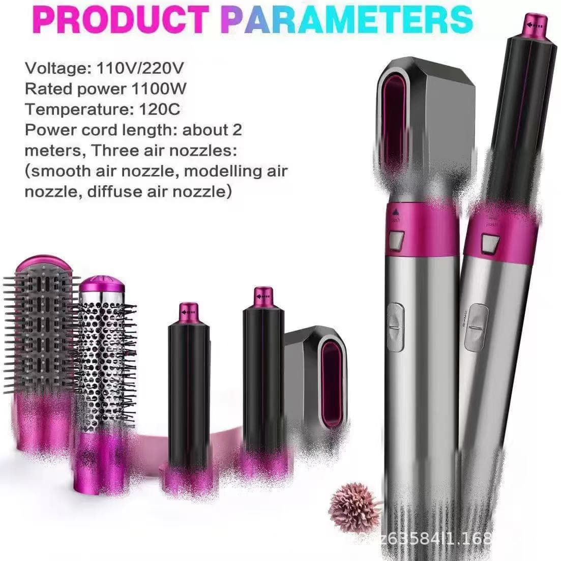 Cross-Border Hot Selling 6-in-1 Curling Iron Hair Styler Hot Air Brush Large Wave Curl and Straight Hair Two-in-One Hair Styling Tool