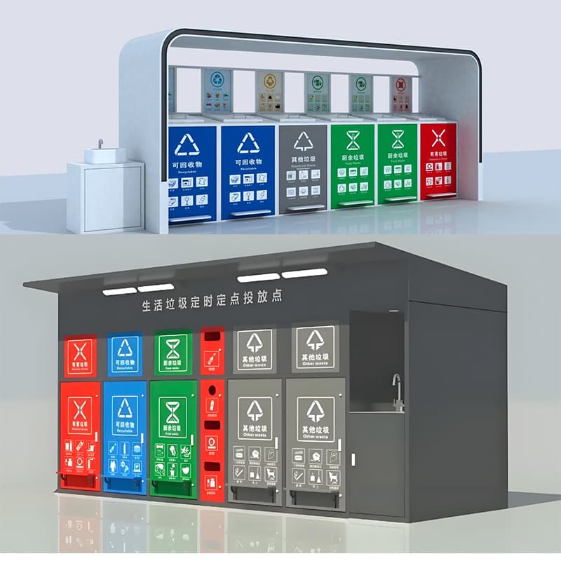 Outdoor Smart Trash Bin Garbage Room Station Shelter Community Four-Classification Waste Recycling Bin