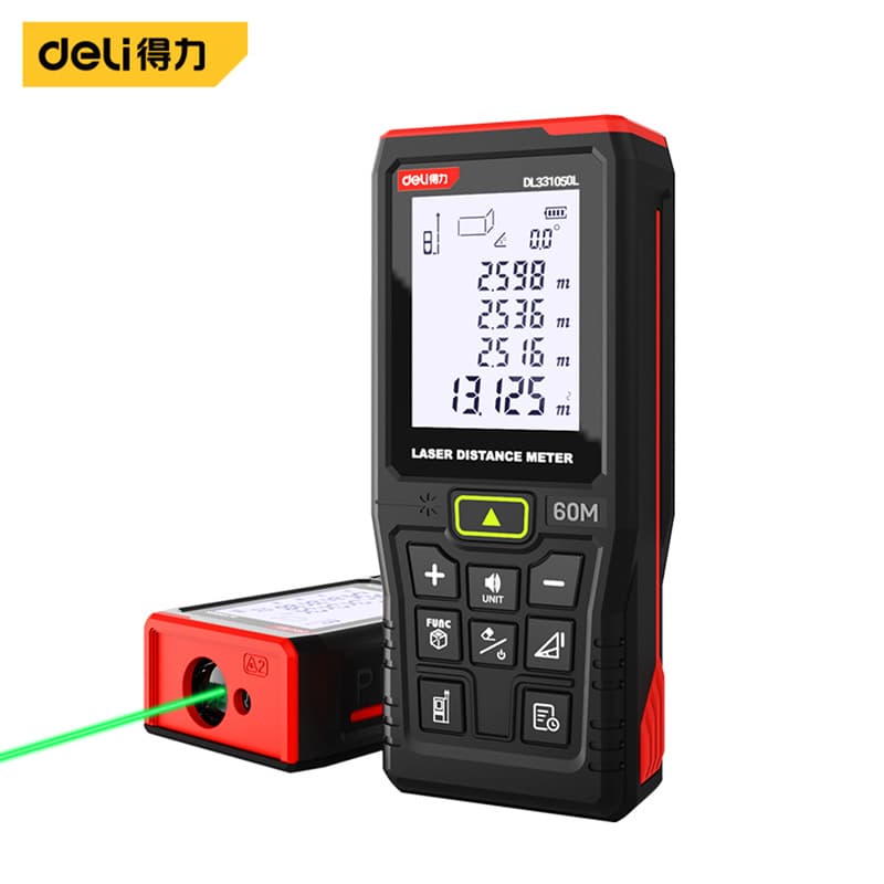 Deli Laser Rangefinder Green Light Handheld Infrared Digital Ruler Measuring Room Instrument Tape Measure Dl331050L