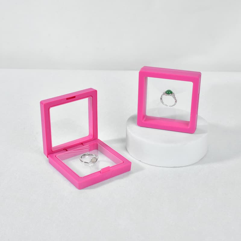 Floating Jewelry Box Wholesale PE Transparent Box Jewelry Packaging Box Dustproof Storage Ring Display Film Box