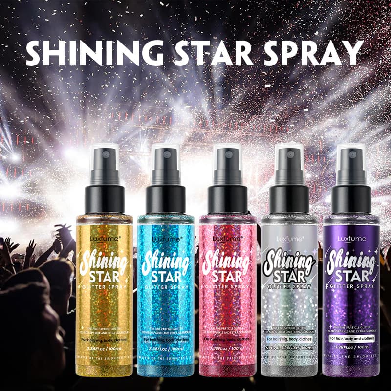 Glitter Spray with Shimmer Particles, 100ml iridescent pearl stage party body and hair sparkle spray.