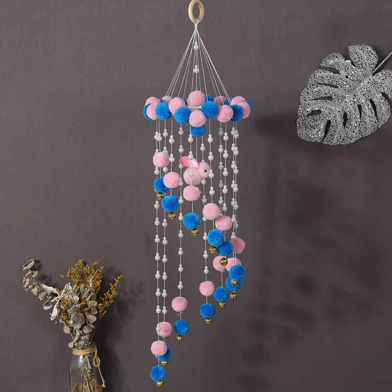 Hot-selling pom-pom wind chime, Nordic-style pom-pom rabbit wind chime, crib mobile, children's room decoration, living room store decoration