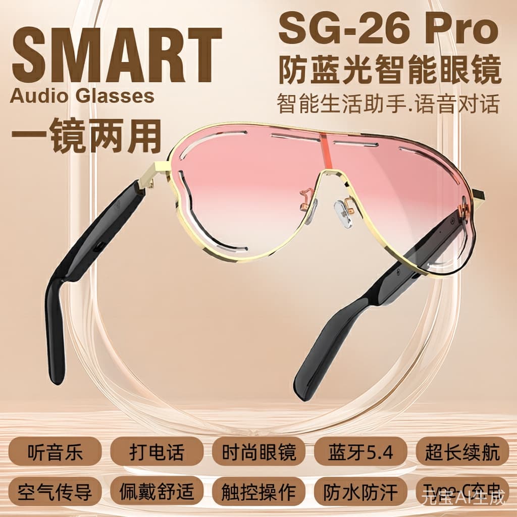 Factory Direct Sales of Cross-Border Popular Air-Conduction Sunglasses, Gaming UV Protection Sunglasses, Fashionable AI Smart Glasses
