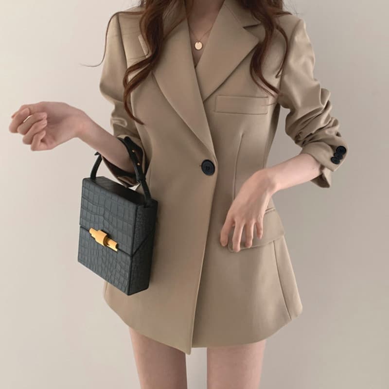 Blazer Mid-Length Autumn 2026 New Korean Style Loose Student Casual Long-Sleeve Blazer Jacket for Women