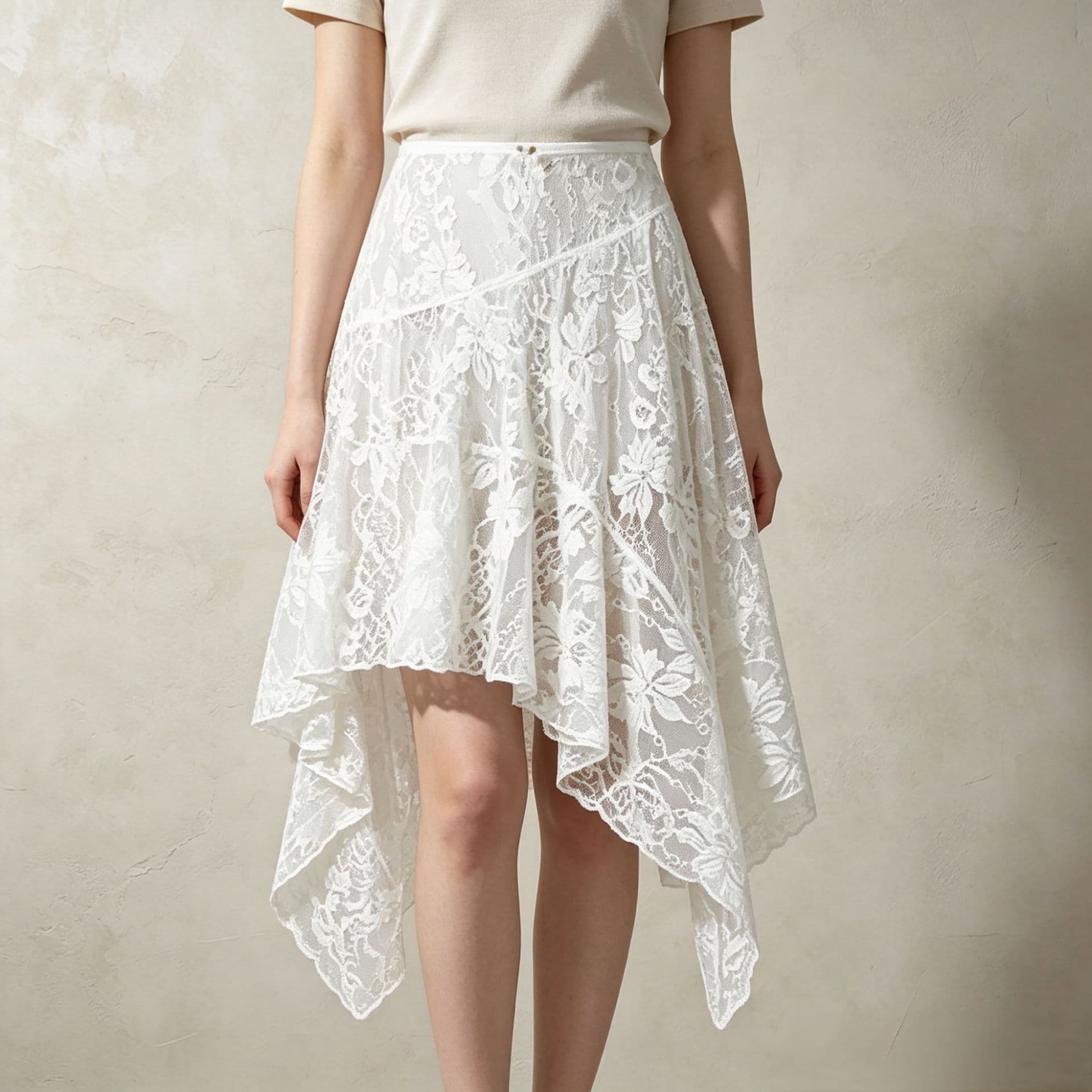 Lace mid-length skirt, sexy lace ruffled skirt for women, spring and summer wasteland style layered slightly see-through, irregular and slimming