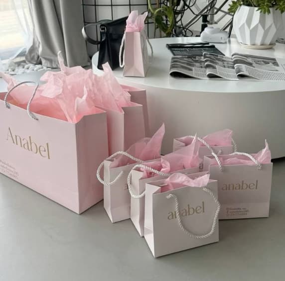 Designer Logo Printed Shopping Paper Bag Luxury Gift Wrapping Paper Bag