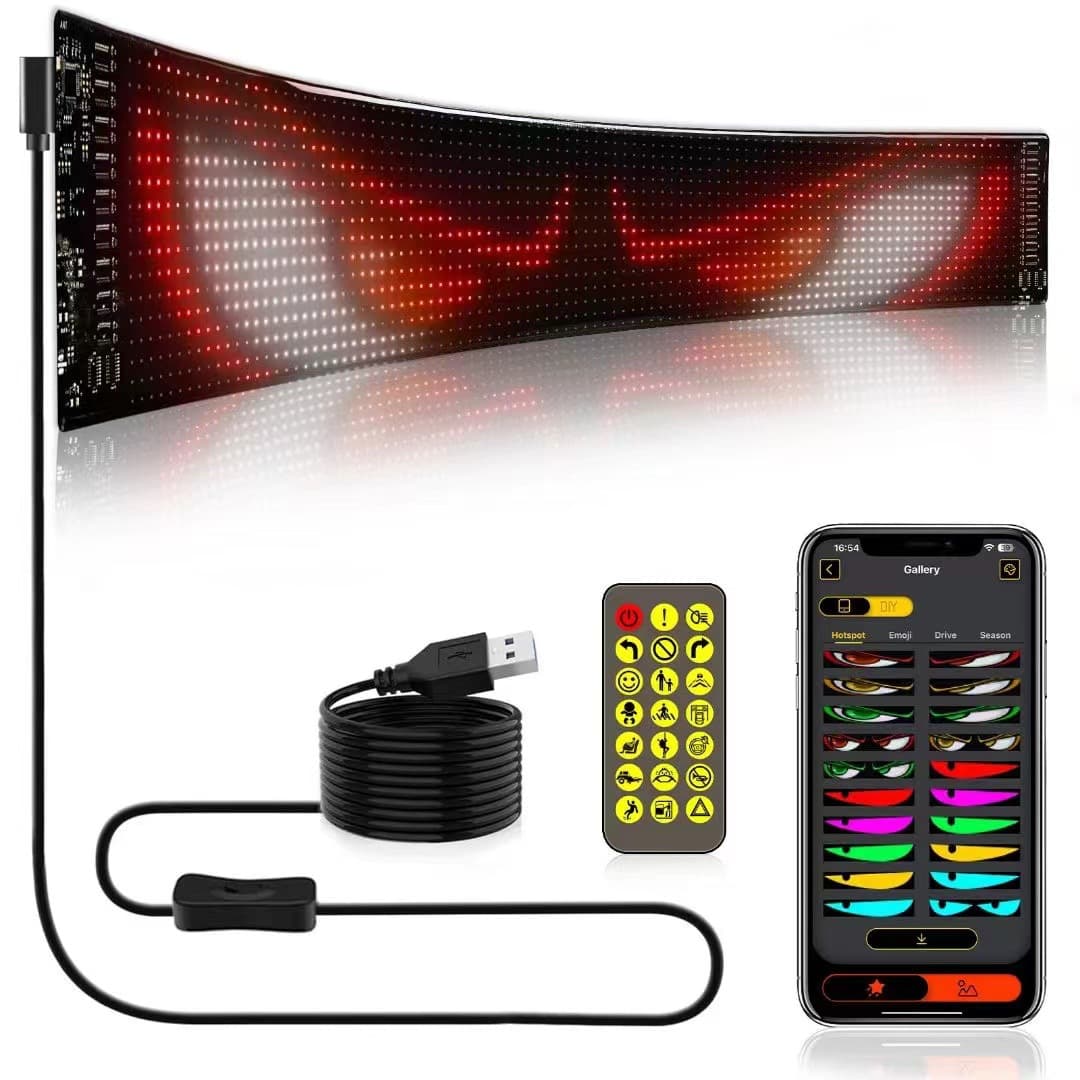 Flexible LED screen APP Bluetooth car advertising screen Devil's eye car rear window soft screen full color scrolling screen