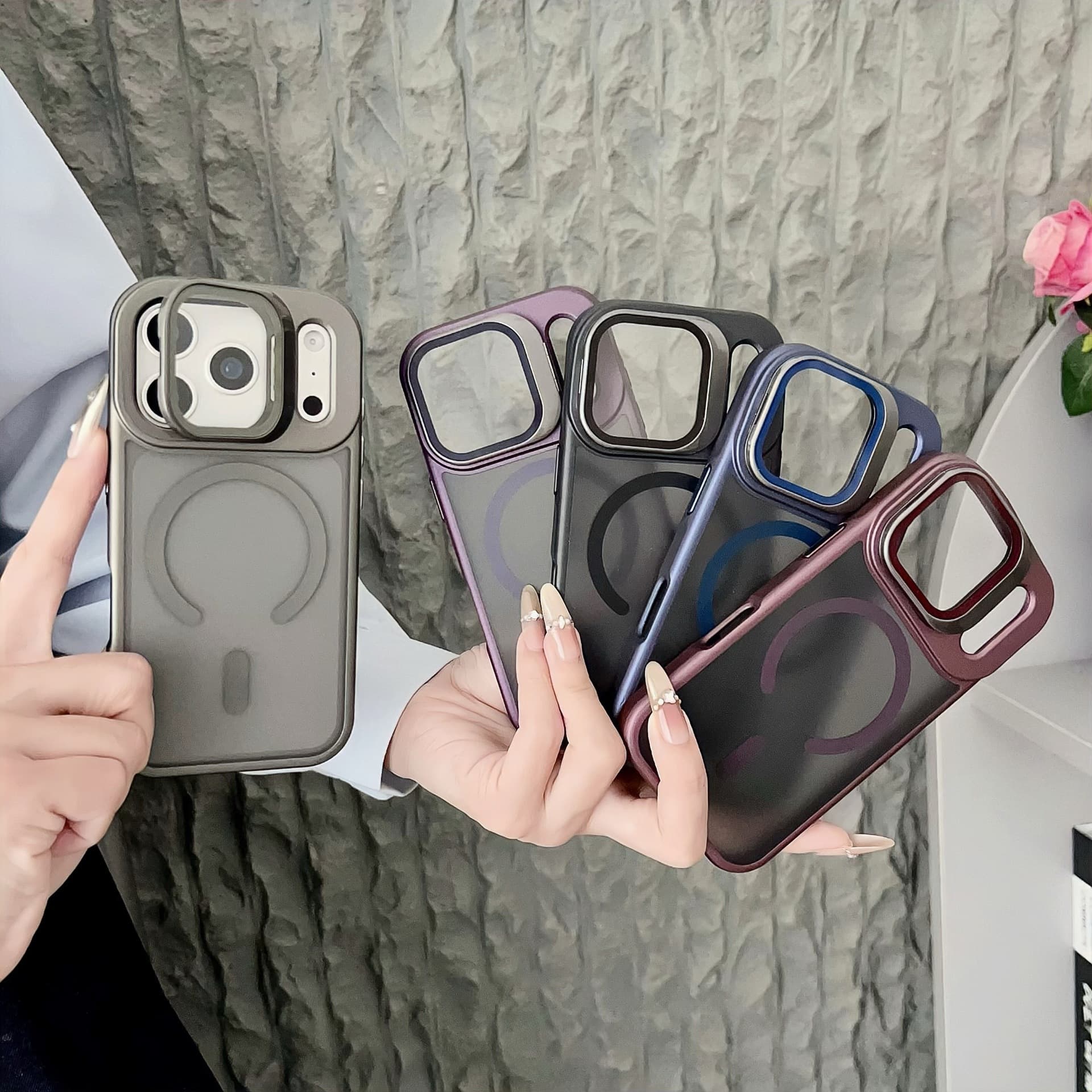 Compatible with iPhone 17 Pro Max Case, Apple 17 Air J3 Frame Magnetic Bracket Anti-Drop 16P Protective Cover