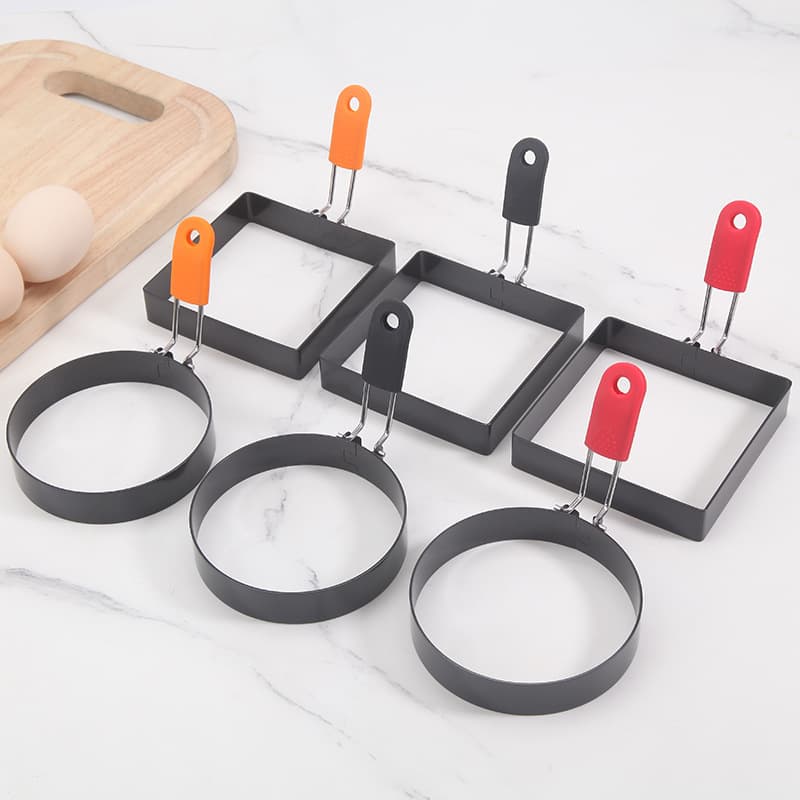 Thickened stainless steel non-stick round egg fryer/hamburger patty mold for home kitchen use.