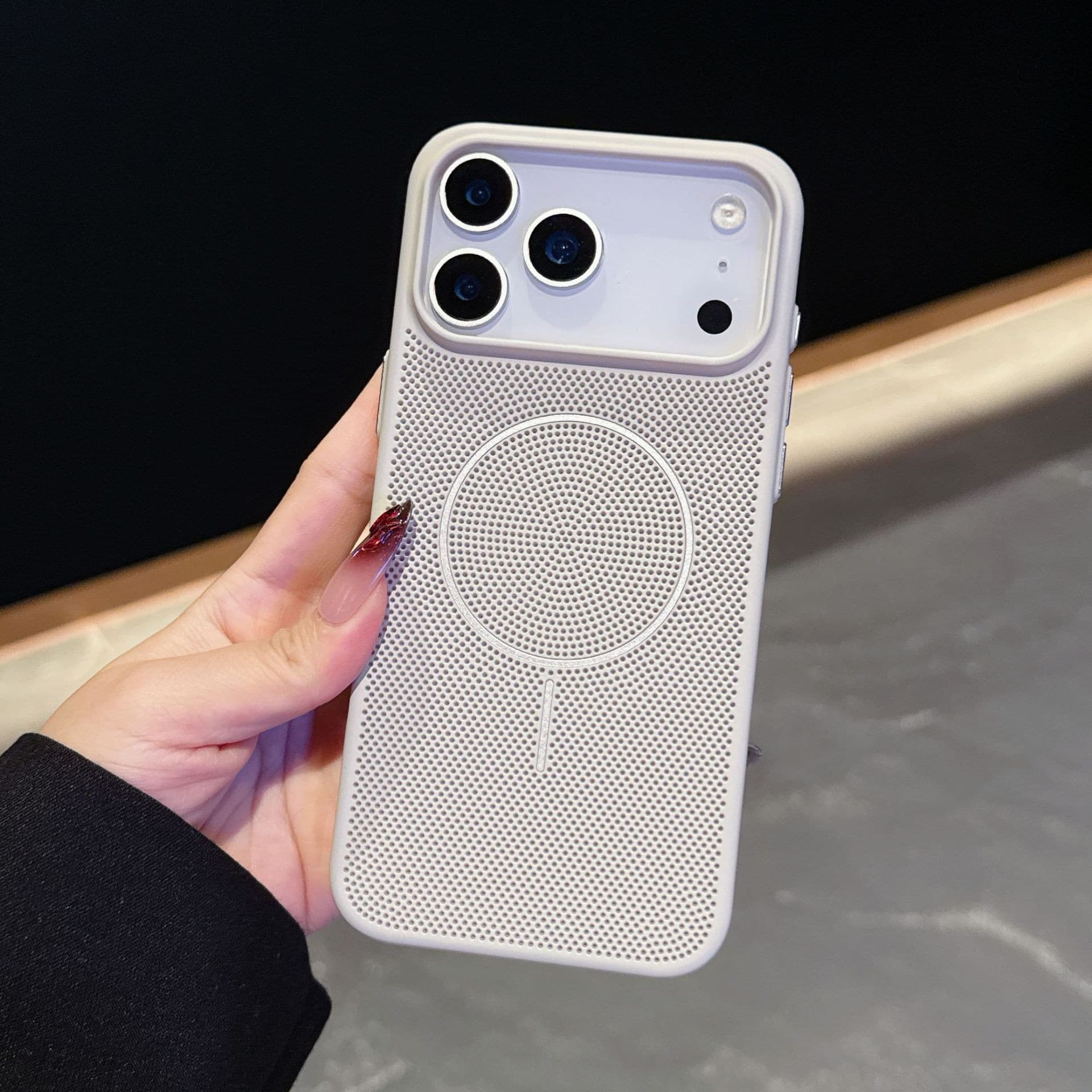 Slim Magnetic Phone Case for iPhone 17 Pro Max, Skin-Feel Ultra-Thin Breathable Heat-Dissipation Mesh Case for Apple 16/15