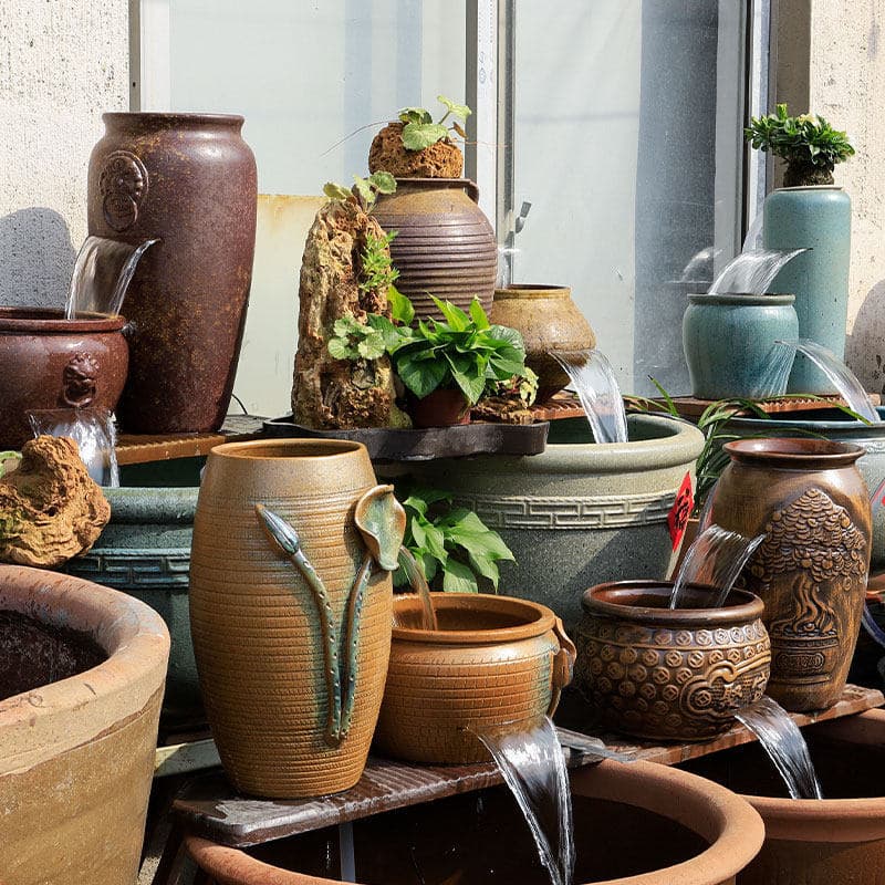 Filter Landscaping Complete Set of Fish Pond Ecological Ceramic Ornaments, Ceramic Pots, Traditional Fish Tank, Circulating Water, Fish Farming, Flowing Water Waterfall