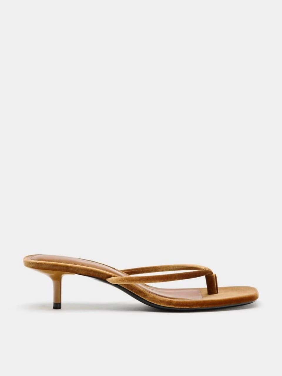 Za2026 New Summer Style Velvet Cat-Heel Square-Toe Flip-Flops with Thin High Heels for Women