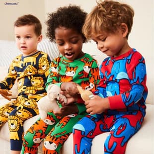 Cross-Border 2025 Kids' Cotton Long-Sleeve Underwear Set, Pajama Set for Ages 2-7
