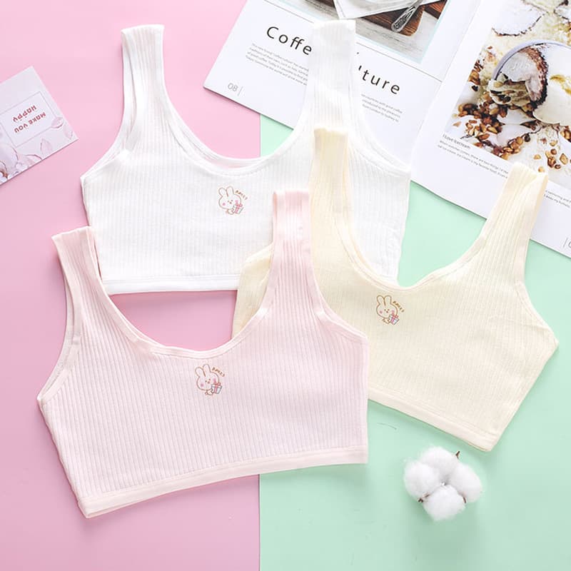Plus Size Girls' Bra for Development Ages 10-14, Cotton Padded Vest for Primary School Girls