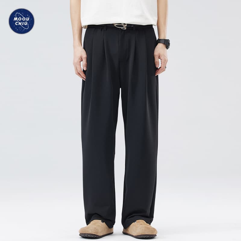 Muqiu Men's Clothing | 2026 New Style Casual Trousers for Men, Loose Fit with Draped Straight Leg, American Wide-Leg Commuter Suit Pants