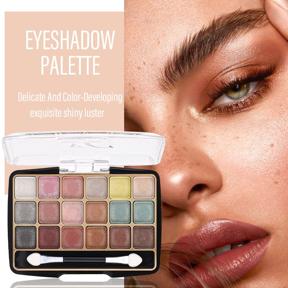 18-Color Eyeshadow Palette Cross-Border Makeup High Pearl Finish Colorful Eyeshadow Palette European and American Makeup Multi-Color Eyeshadow Palette Wholesale