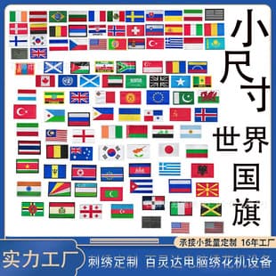 Small Size World Flag Embroidered Cloth Patch Export Hot Sale Velcro Tactical Arm Patch Bag Decoration Badge Patch