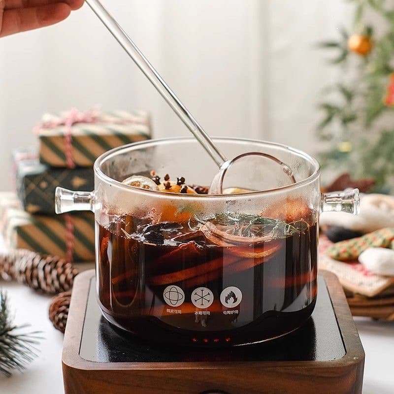 High borosilicate glass instant noodle pot, small cooking pot, household food supplement, instant noodle bowl, stew pot, milk pot, uncoated pot