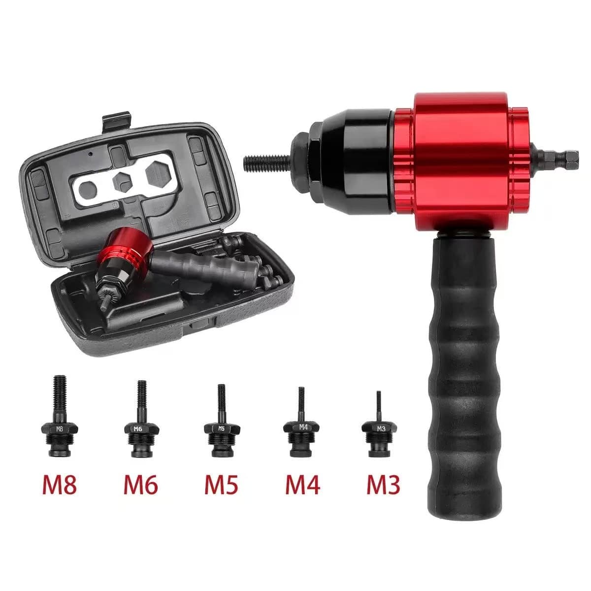 Hand drill to rivet gun head, electric rivet nut gun conversion joint, metric and inch pull rod, multi-scenario adaptation