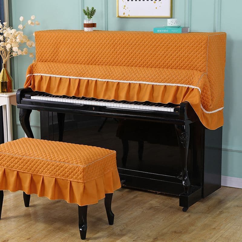 Thickened Piano Dust Cover Quilted Fabric Half Cover Simple Pastoral Light Luxury High-End Solid Color for Pearl River Piano