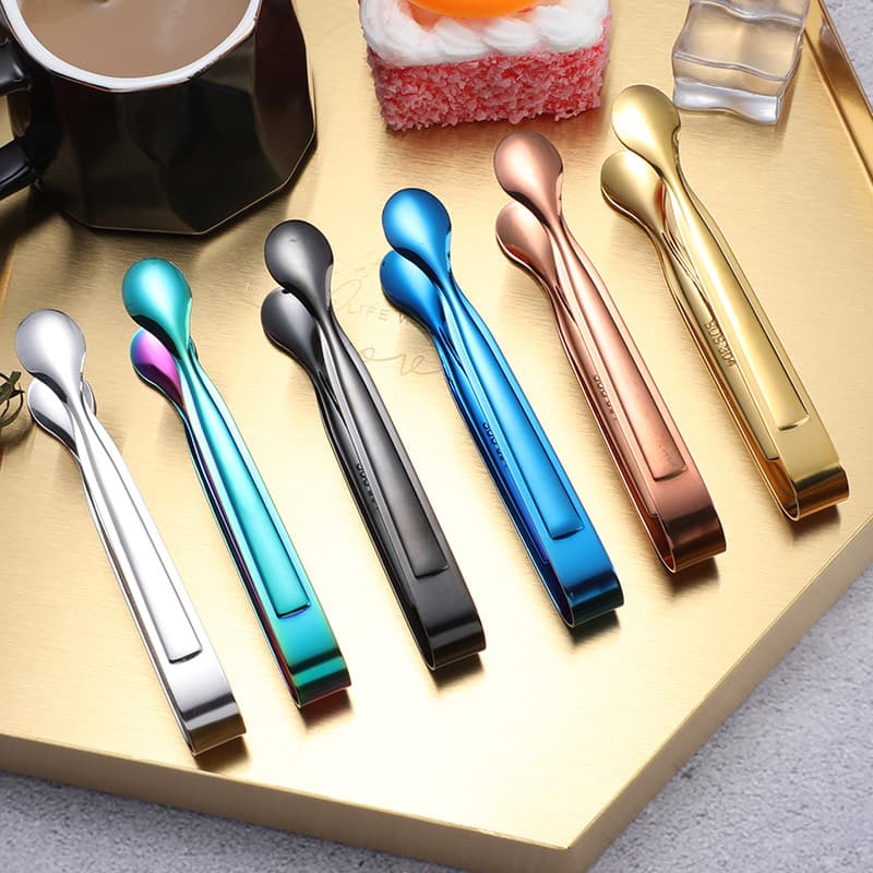 Ice tongs 304 stainless steel cube sugar tongs, thickened ice picking tongs, mini food tongs, ice cube and grain tongs, fruit food tongs