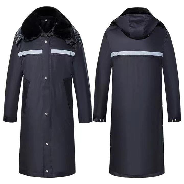 Winter Extended Thickened Cold Storage Anti-Freeze Labor Protection Wear, Security Property Duty Overcoat, Cotton-Padded Ultra-Long Military Style Coat