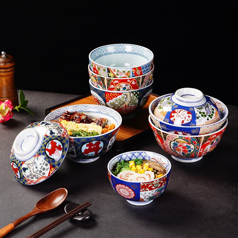 Japanese Ceramic Bowl with Lid, Creative Soup Bowl, Rice Bowl, Ramen Bowl, Japanese Instant Noodle Bowl
