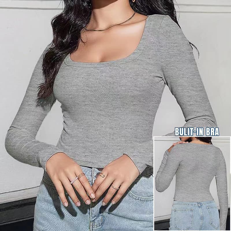 American style bottoming shirt for women 2025 cross-border export spring and summer long-sleeved inner round neck T-shirt slimming bottoming top versatile