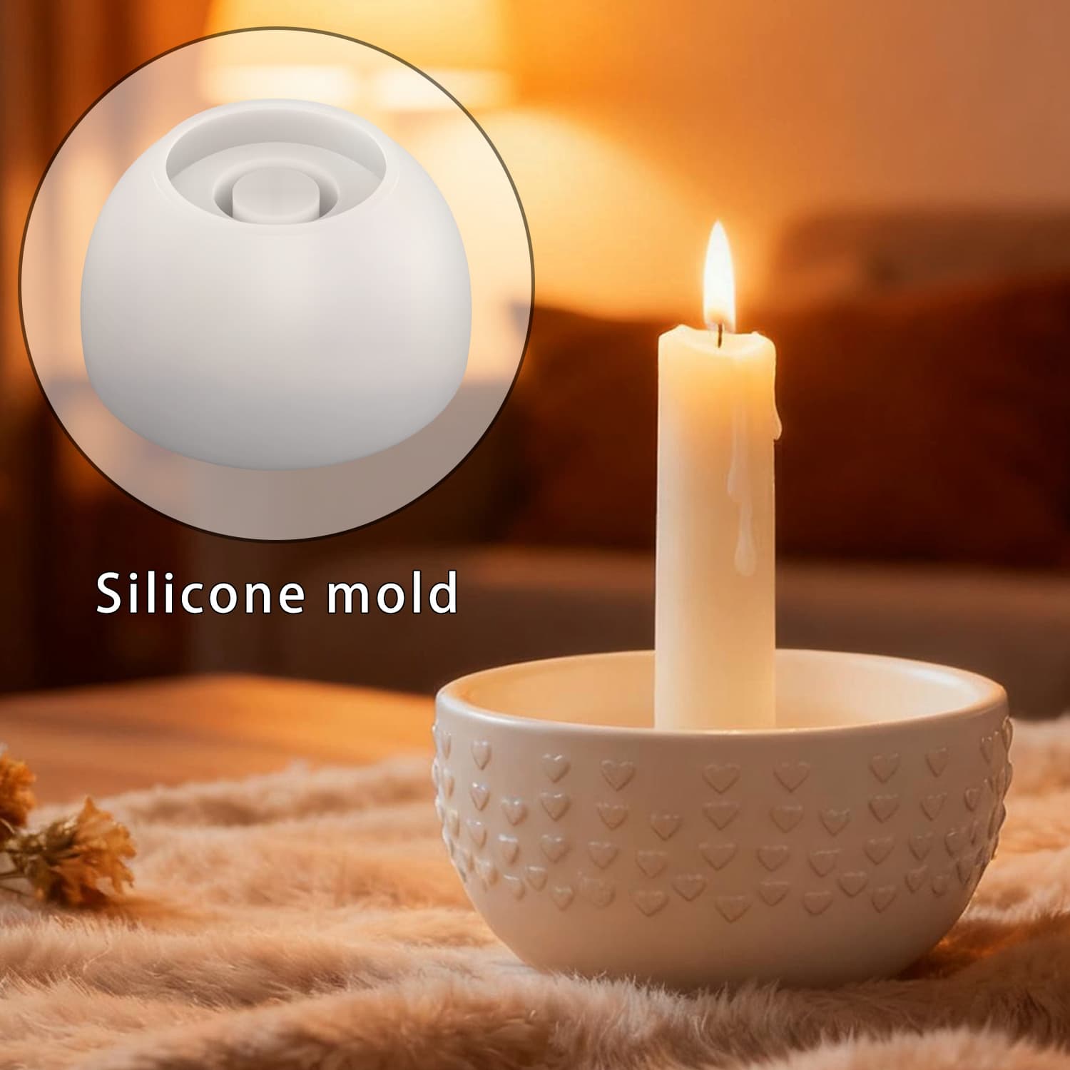 DIY Heart Candle Bowl Silicone Mold Candle Holder Storage Bowl Resin Mold Aromatherapy Candle Plaster Ornament